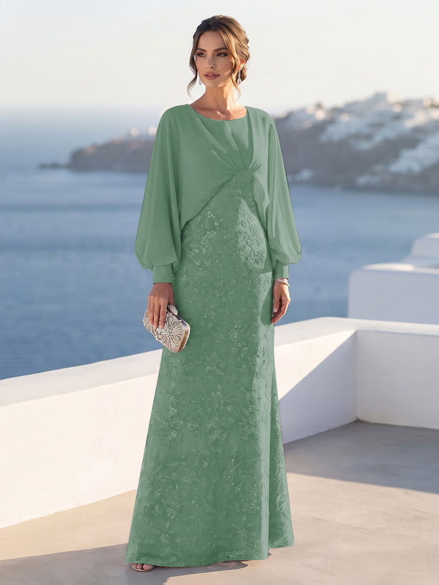 Tabitha Rose Eucalyptus front view mother of the bride dress