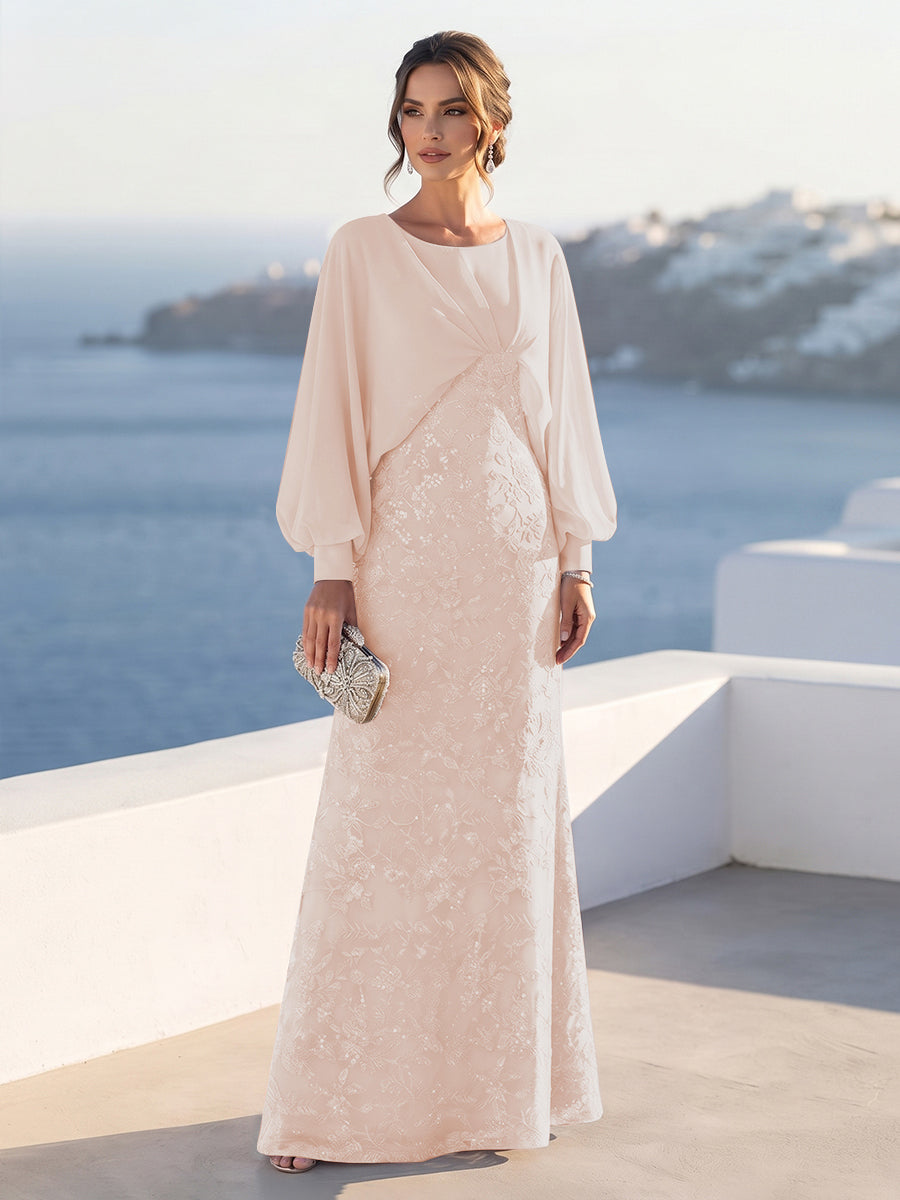 Tabitha Rose Pearl Pink front view mother of the bride dress
