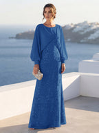 Tabitha Rose Royal Blue back view mother of the bride dress