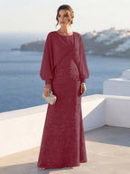 Tabitha Rose Plum front view mother of the bride dress