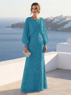Tabitha Rose Ocean Blue front view mother of the bride dress