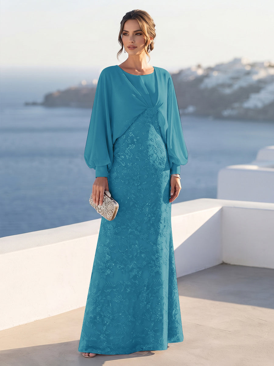 Tabitha Rose Ocean Blue front view mother of the bride dress