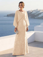 Tabitha Rose Peach front view mother of the bride dress