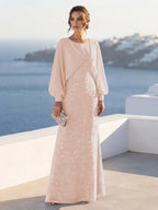 Tabitha Rose Pearl Pink back view mother of the bride dress
