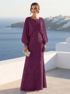 Tabitha Rose Plum back view mother of the bride dress