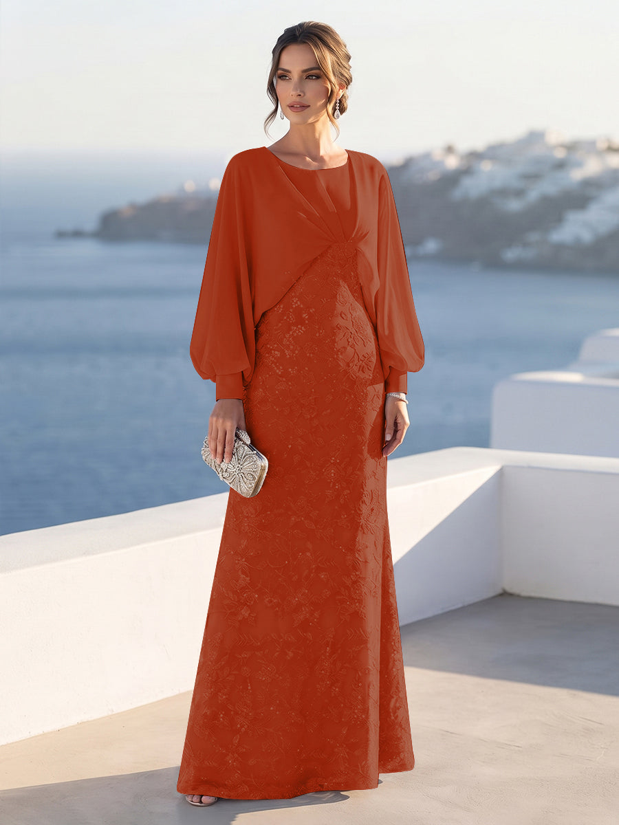 Tabitha Rose Rust front view mother of the bride dress