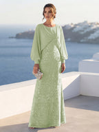 Tabitha Rose Sage Green back view mother of the bride dress