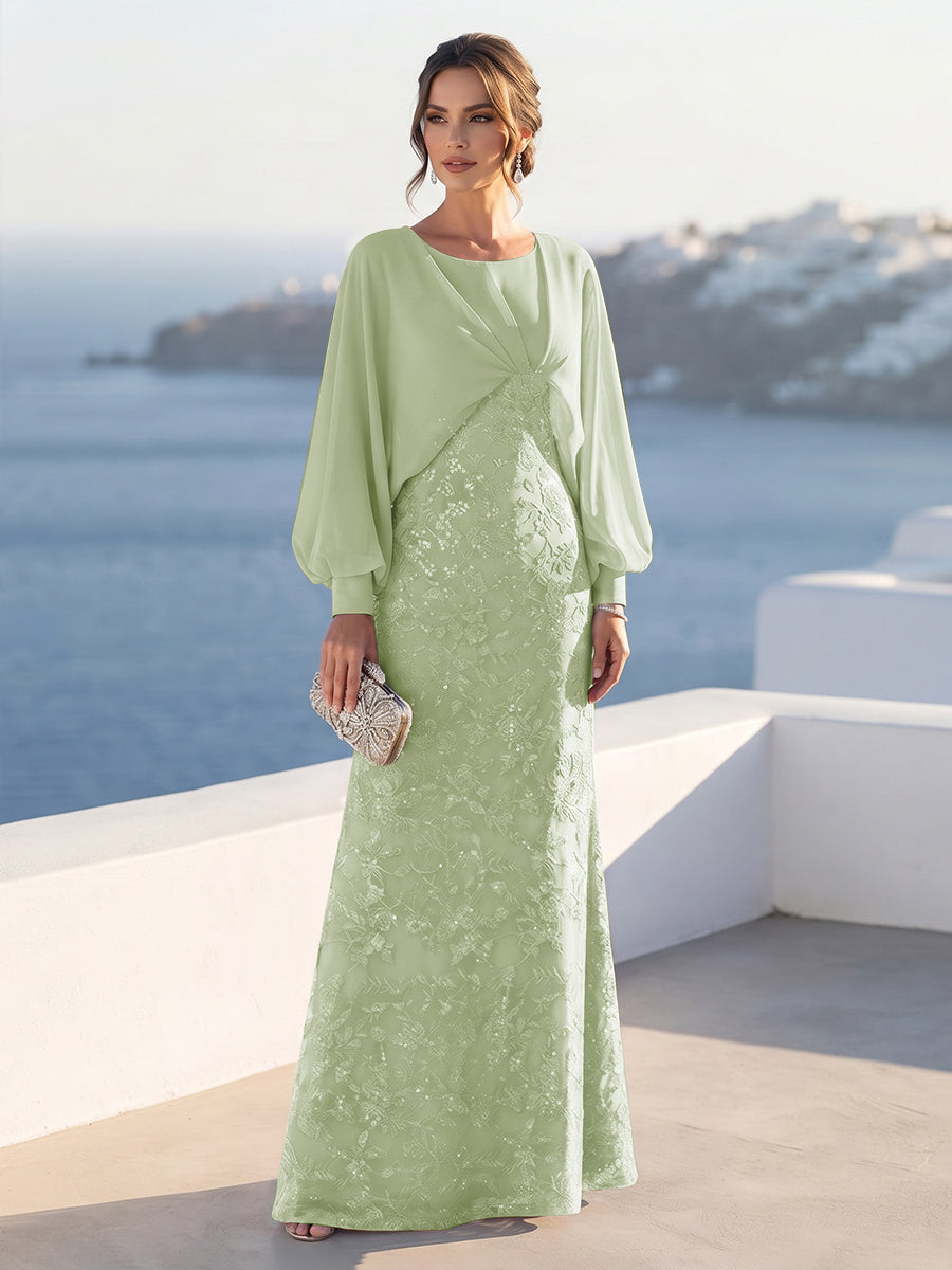 Tabitha Rose Sage Green back view mother of the bride dress