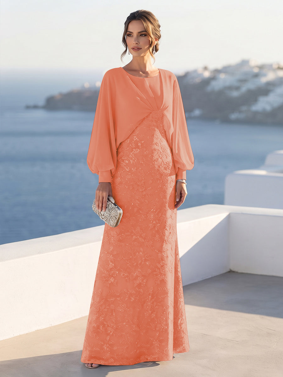 Tabitha Rose Coral back view mother of the bride dress