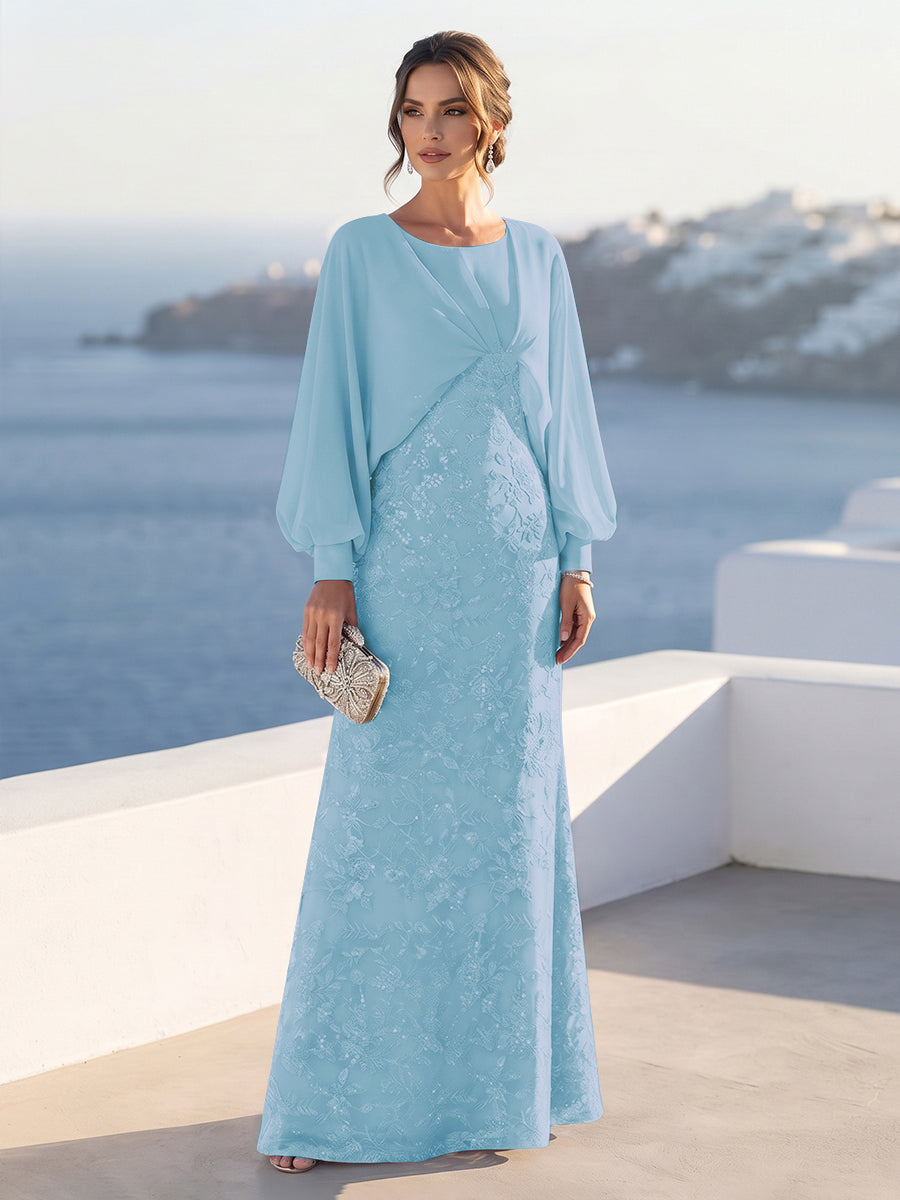Tabitha Rose Sky Blue side view mother of the bride dress