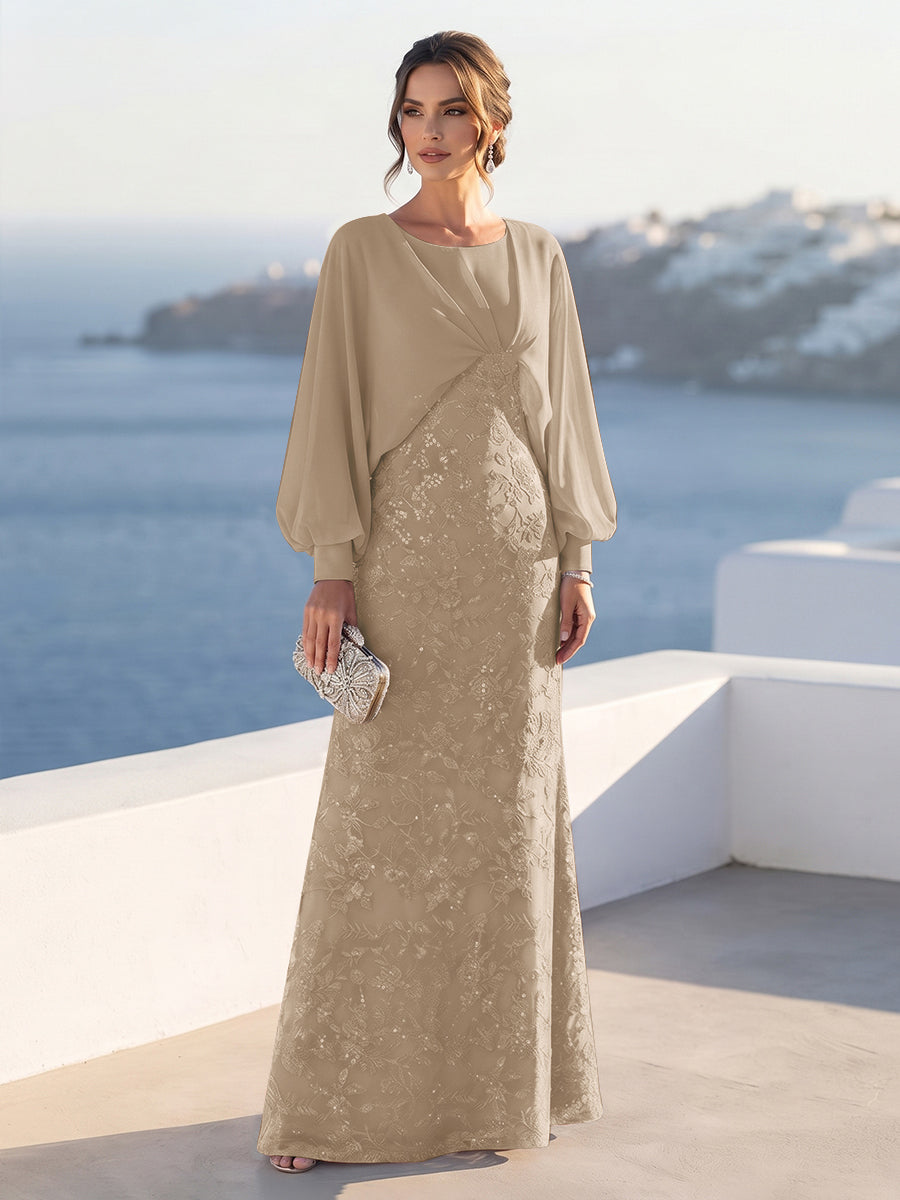 Tabitha Rose Taupe front view mother of the bride dress