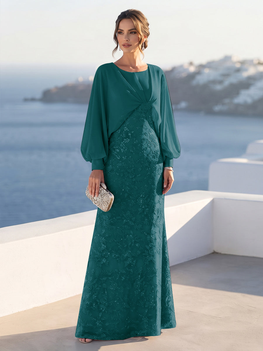 Tabitha Rose Teal front view mother of the bride dress