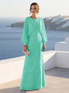 Tabitha Rose Turquoise back view mother of the bride dress