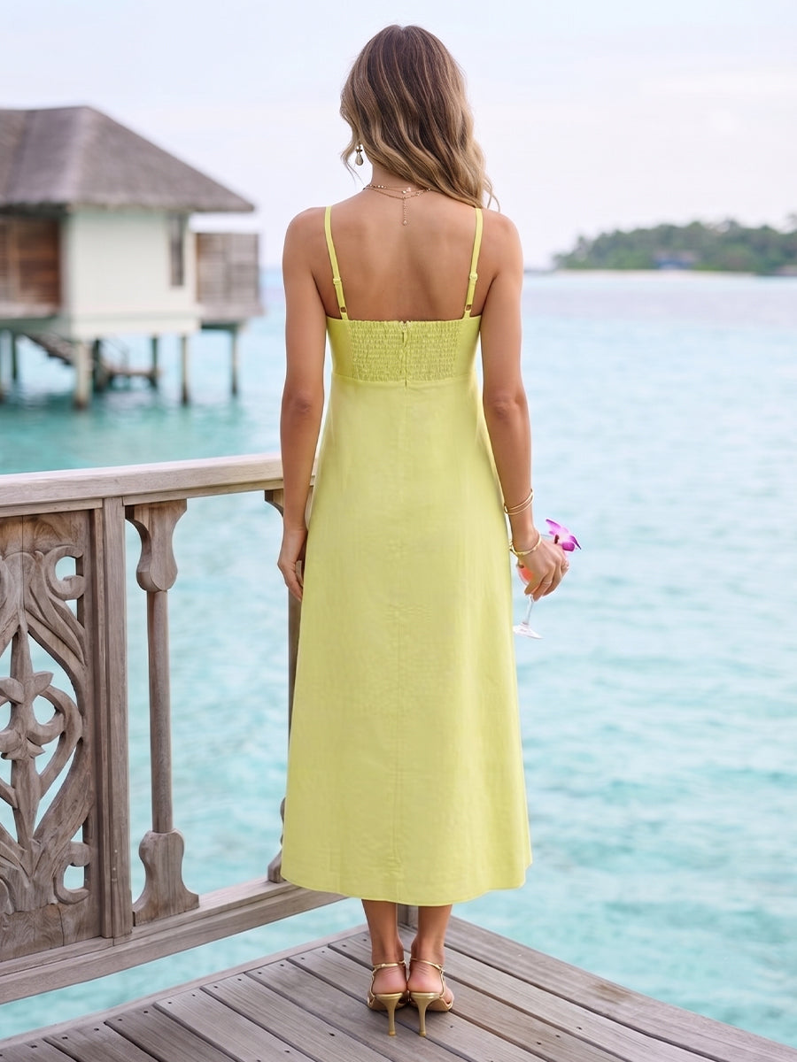 Daria Sage Green back view wedding guest dress