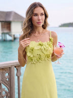 Daria Sage Green side view wedding guest dress