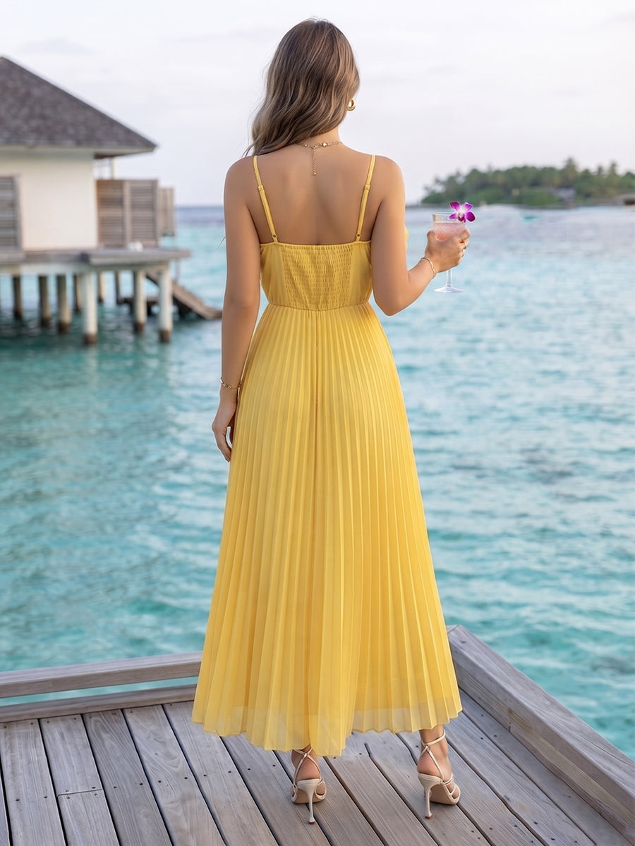 Tahlia Moon Yellow back view wedding guest dress