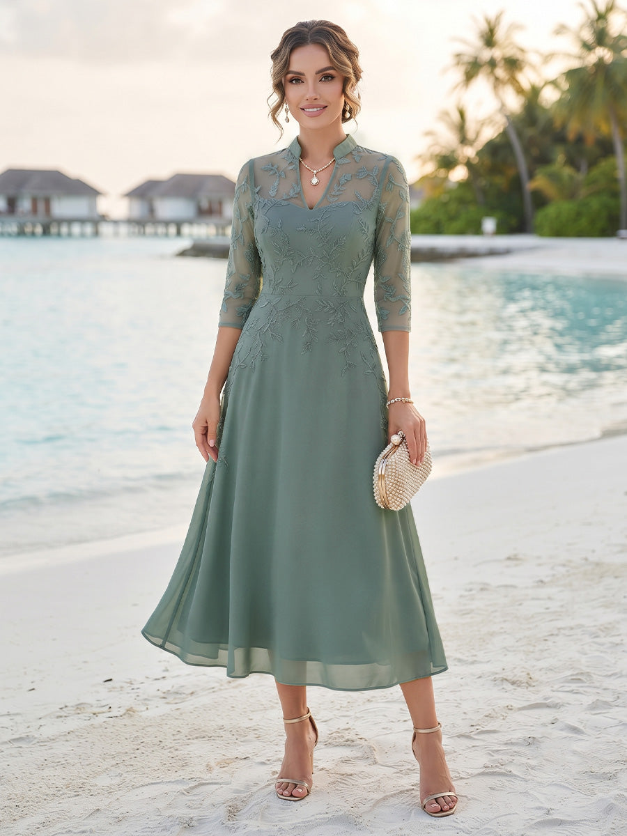 Lisette hunter green front view mother of the bride dress