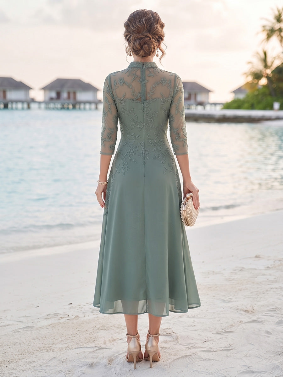Lisette hunter green back view mother of the bride dress
