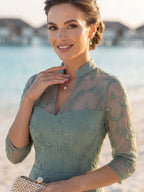 Lisette hunter green side view mother of the bride dress