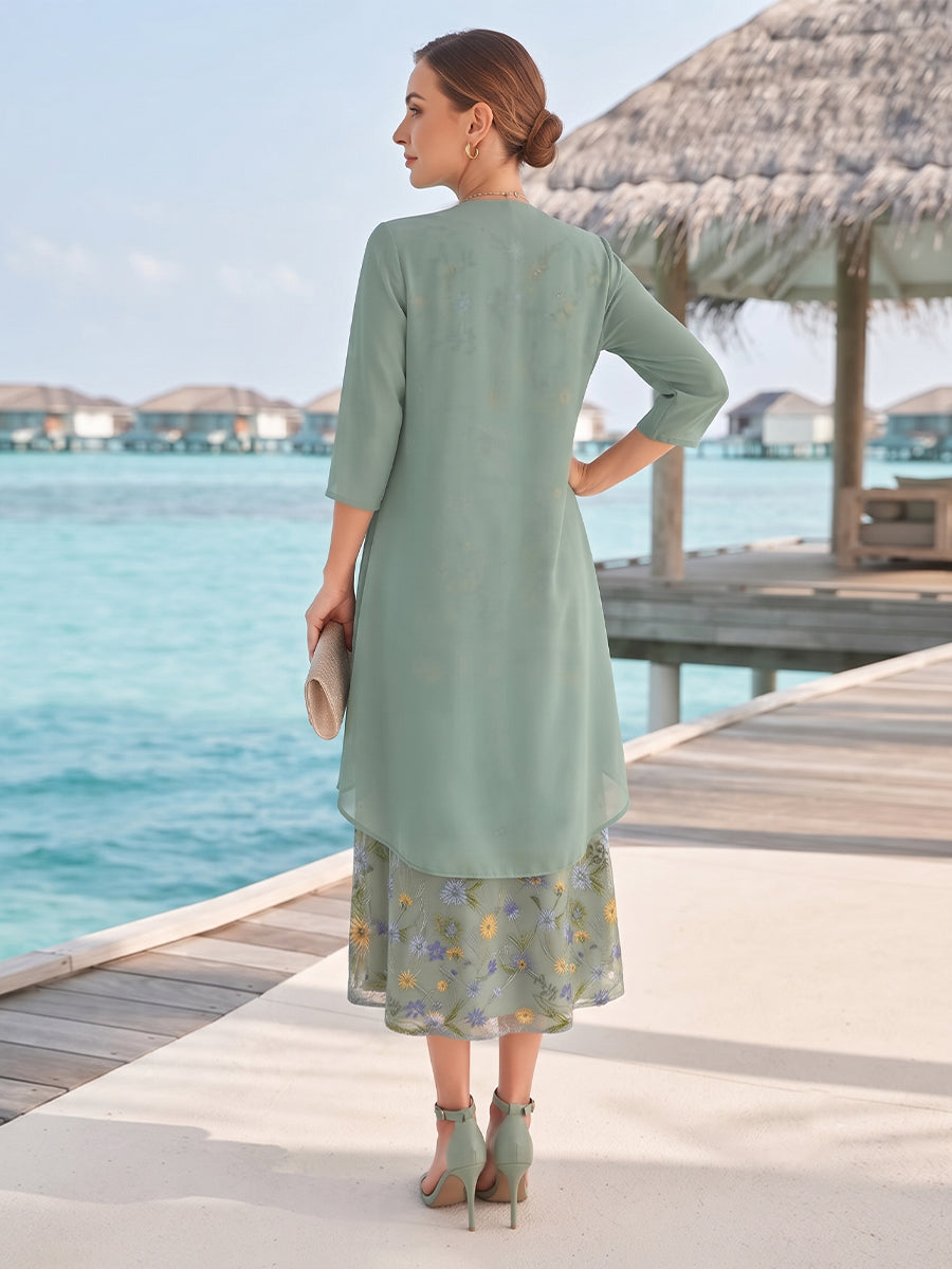 Florabelle June Sage Green back view mother of the bride dress