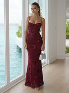 Juliette Burgundy front view wedding guest dress