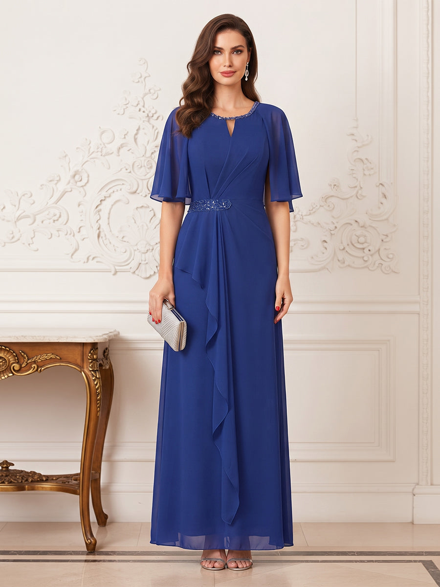 Xenia Rose Royal Blue front view mother of the bride dress