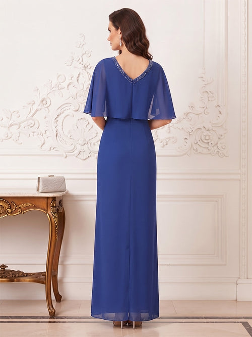Alina royal blue back view mother of the bride dress