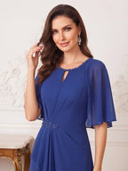 Alina royal blue side view mother of the bride dress
