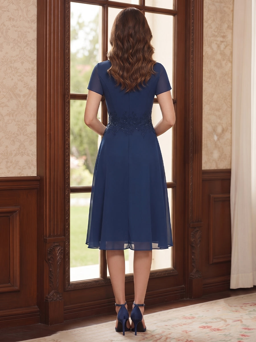 Nadine Rose Navy Blue back view mother of the bride dress