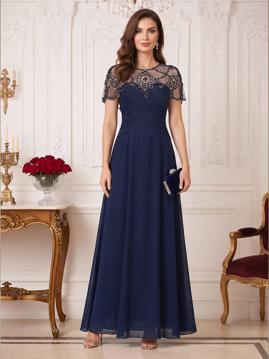 Keira Solene Navy Blue front view mother of the bride dress