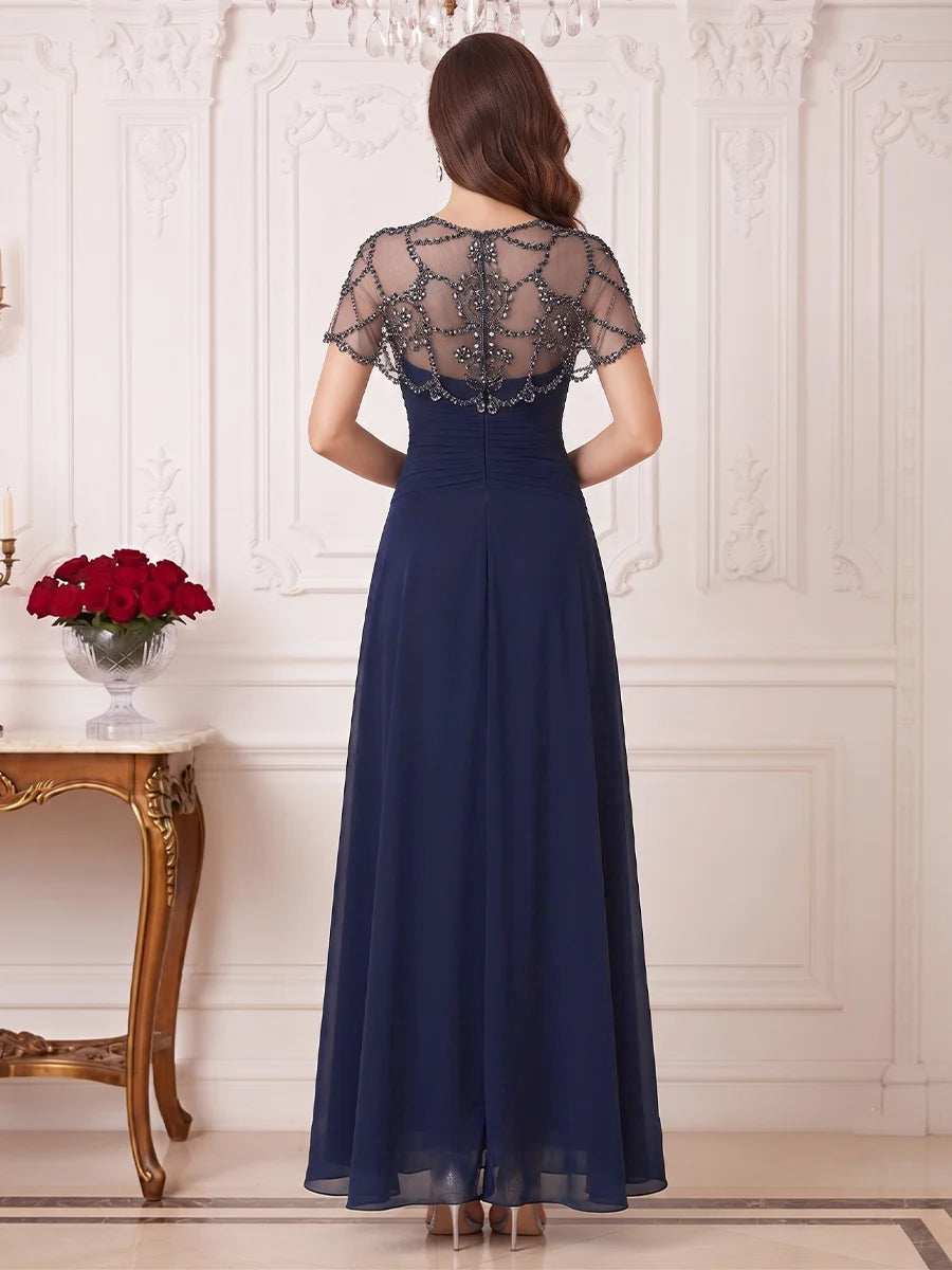 Violetta Navy Blue back view wedding guest dress