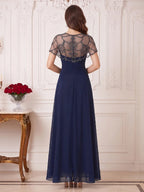 Violetta Navy Blue back view wedding guest dress