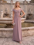 Amaris June Orchid front view wedding guest dress