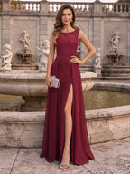 Demelza Hart Burgundy front view wedding guest dress