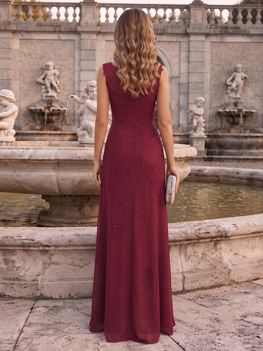 Demelza Hart Burgundy back view wedding guest dress