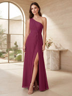 Honorine Plum front view wedding guest dress