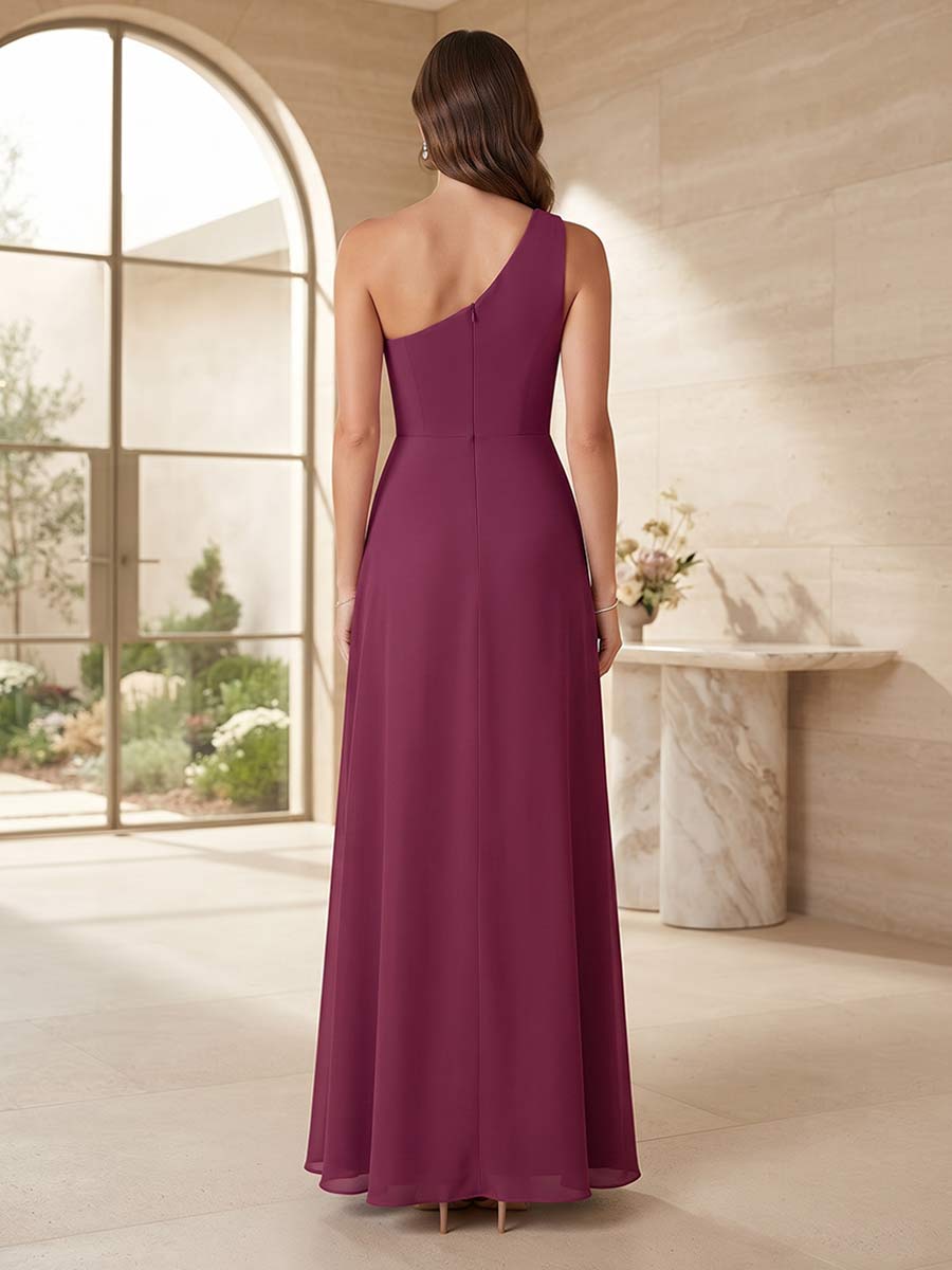 Honorine Plum back view wedding guest dress