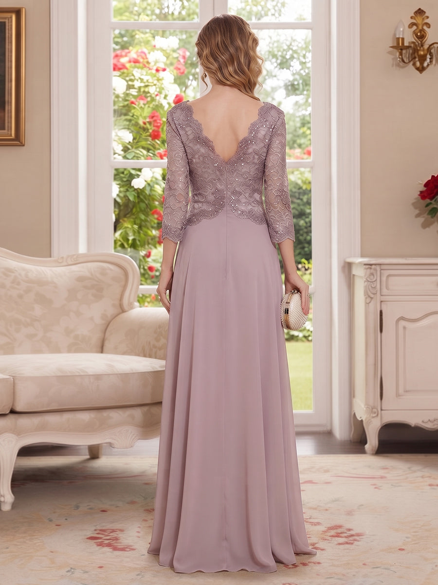 Coralie Wren Taupe back view wedding guest dress