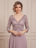 Coralie Wren Taupe side view wedding guest dress