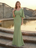 Sabine Dove Olive Green front view wedding guest dress