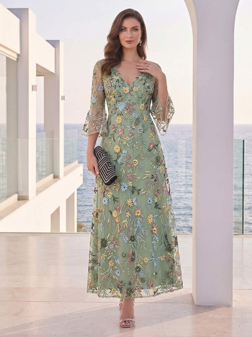 Brielle Mae Sage Green front view mother of the bride dress