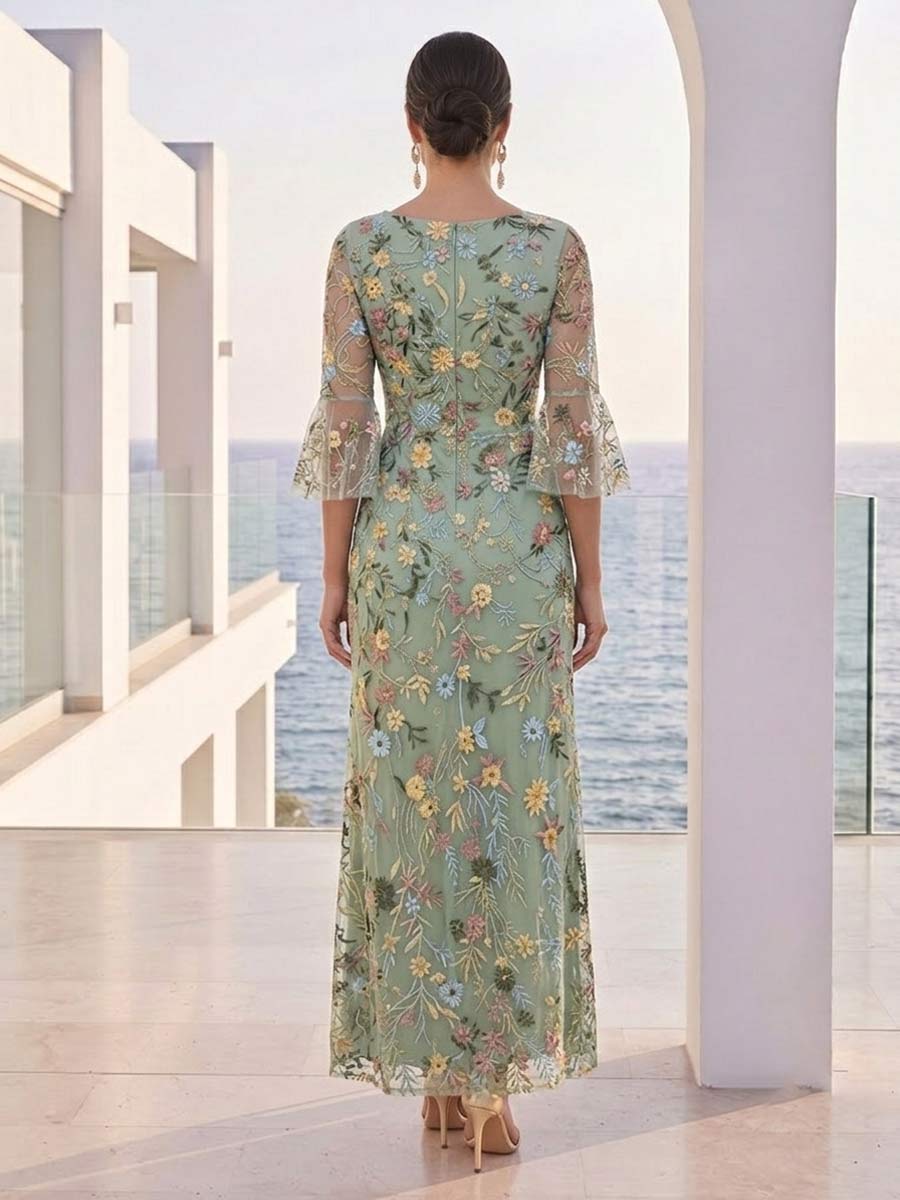 Brielle Mae Sage Green back view mother of the bride dress