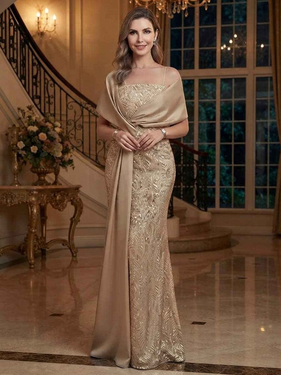 Vivienne Cove Champagne front view mother of the bride dress