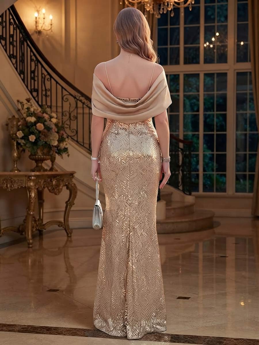 Vivienne Cove Champagne back view mother of the bride dress