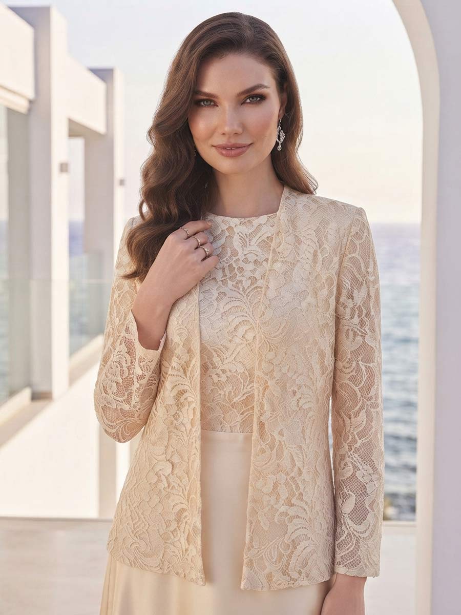 Rosalie Fern Champagne side view wedding guest dress