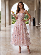 Maristelle Dawn Pearl Pink front view wedding guest dress