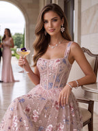 Maristelle Dawn Pearl Pink side view wedding guest dress
