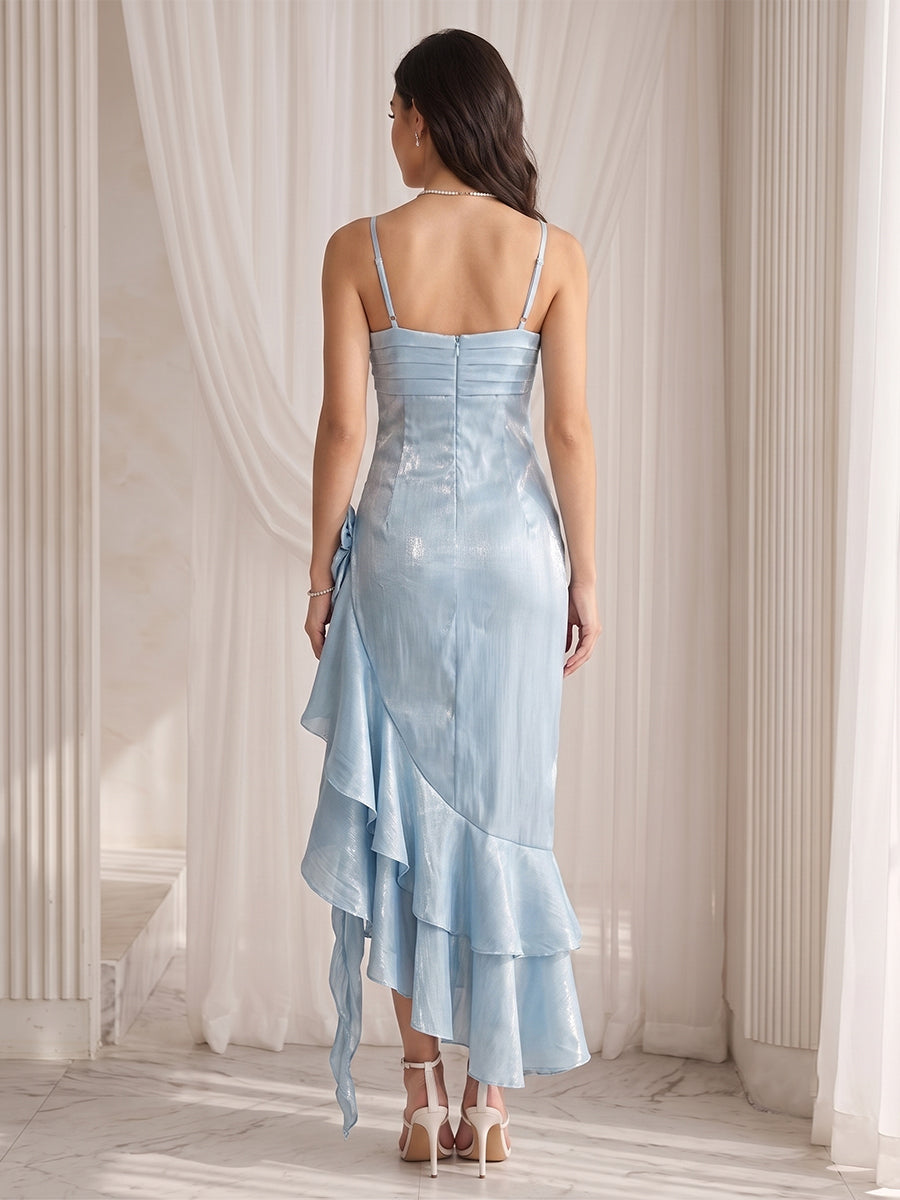Daphne Sky Blue back view wedding guest dress