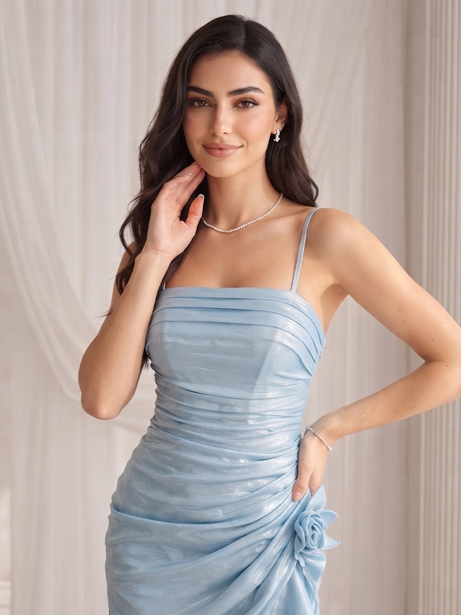 Daphne Sky Blue side view wedding guest dress