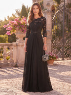 Fiora Celeste Black front view mother of the bride dress